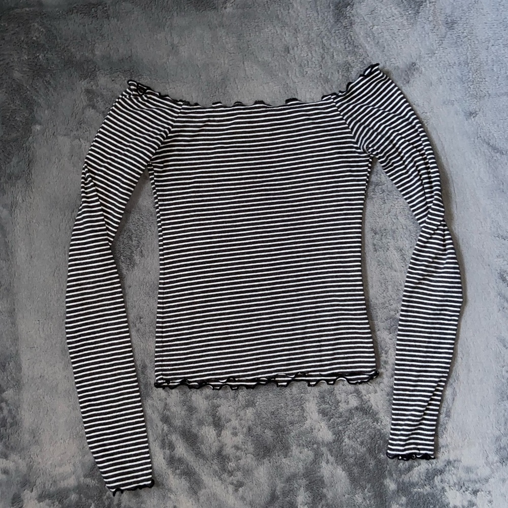 Striped hollister off the shoulder shirt